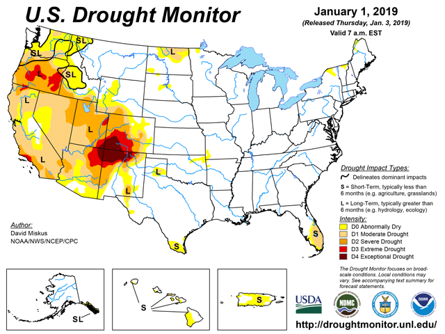 The U.S. Drought Monitor production has grown in importance for analysis and planning since its beginning in 2000. (National Drought Mitigation Center graphic)